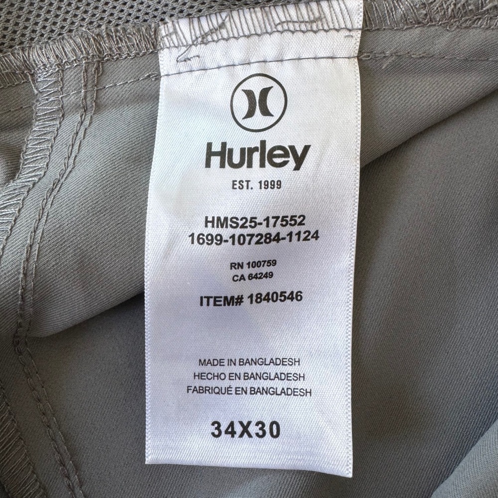 Hurley 34x30 (Actual 36x27.5) Gray Training Golf Straight Leg Men's Pants - Picture 9 of 11